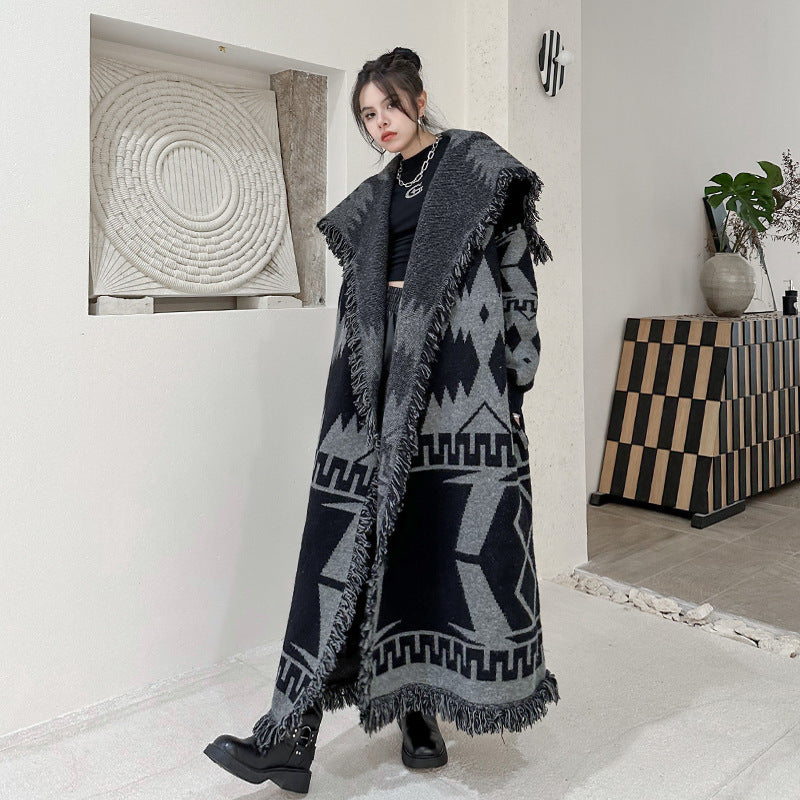 Loose Knitted Cardigan Long-cut Coat