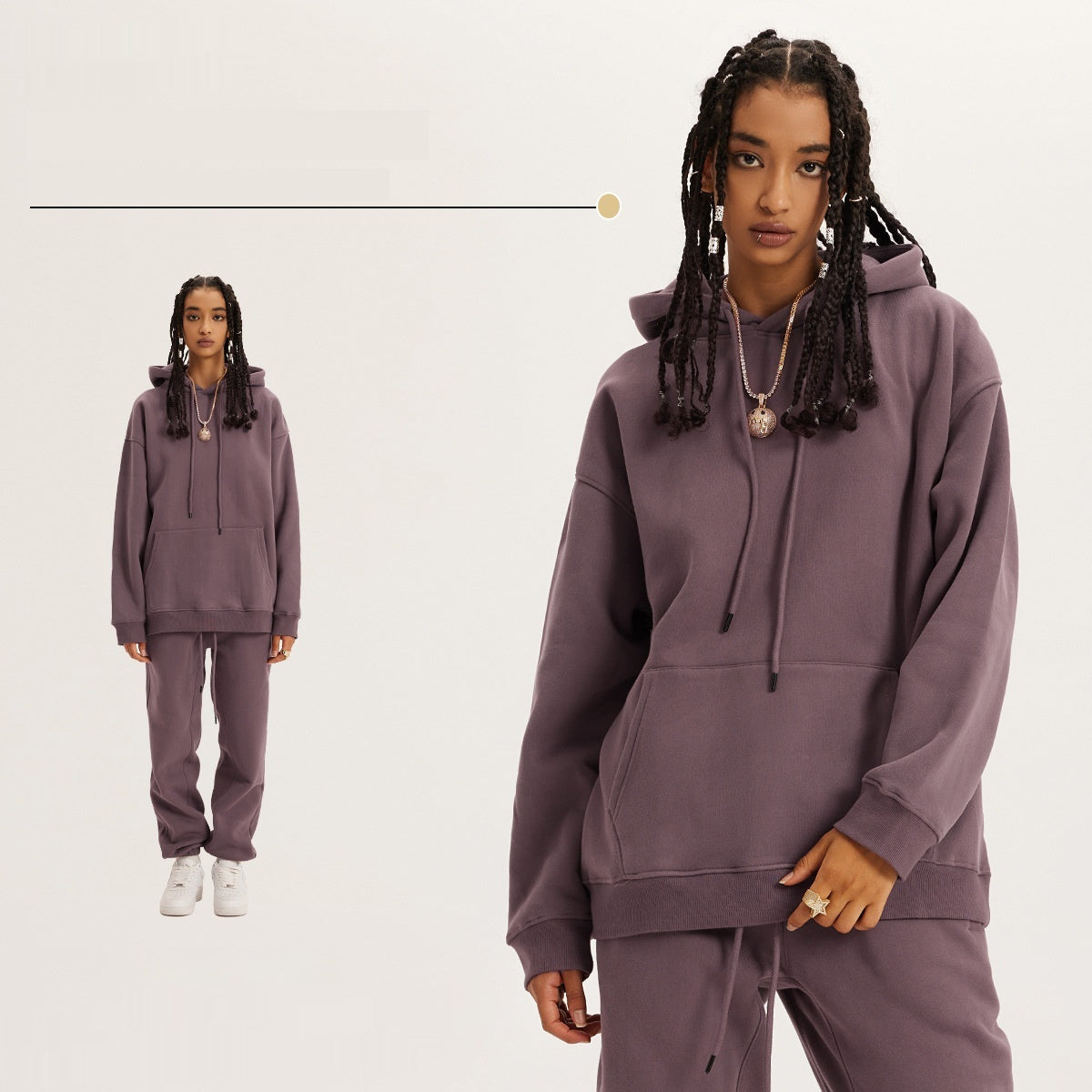 Casual Fleece-lined Thickened Hooded Sweatshirt