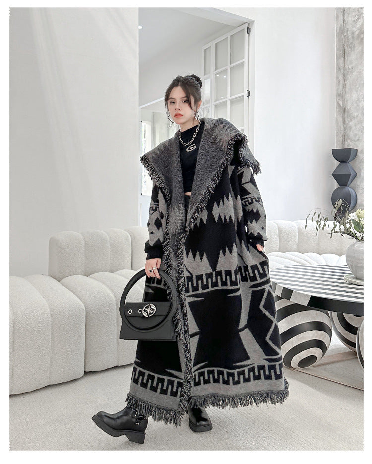 Loose Knitted Cardigan Long-cut Coat