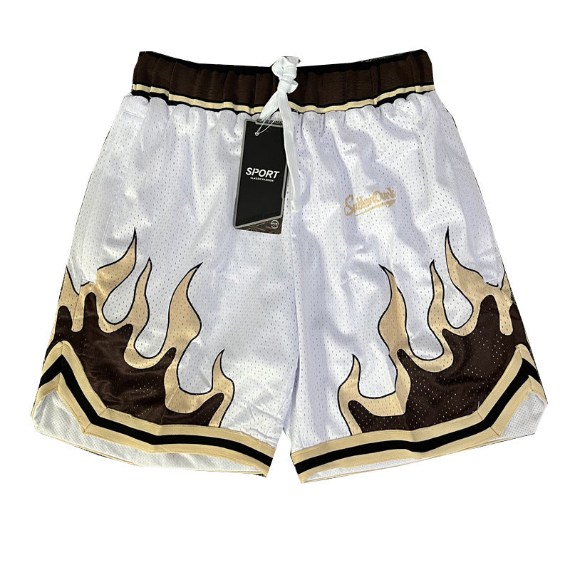 Flame Double Layer Mesh Style Sports Shorts