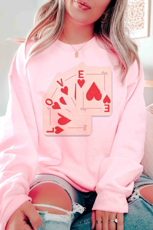 PLUS SIZE - LOVE CARDS Graphic Sweatshirt