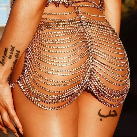 Super Flash Hollow Sexy Skirt Body Chain