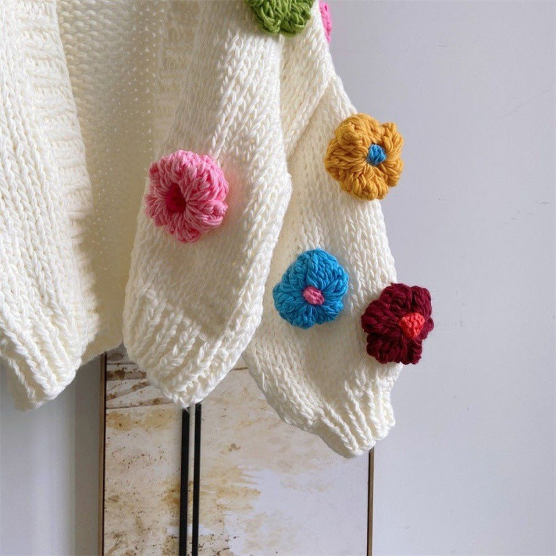 Women's Three-dimensional Flower Sweater Cardigan