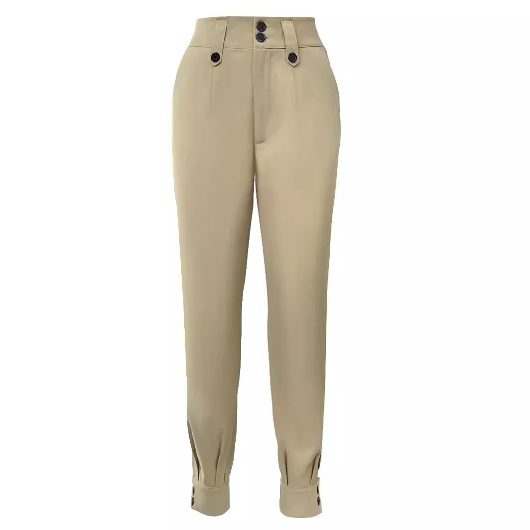 Casual Everyday Joker Solid Color Trousers