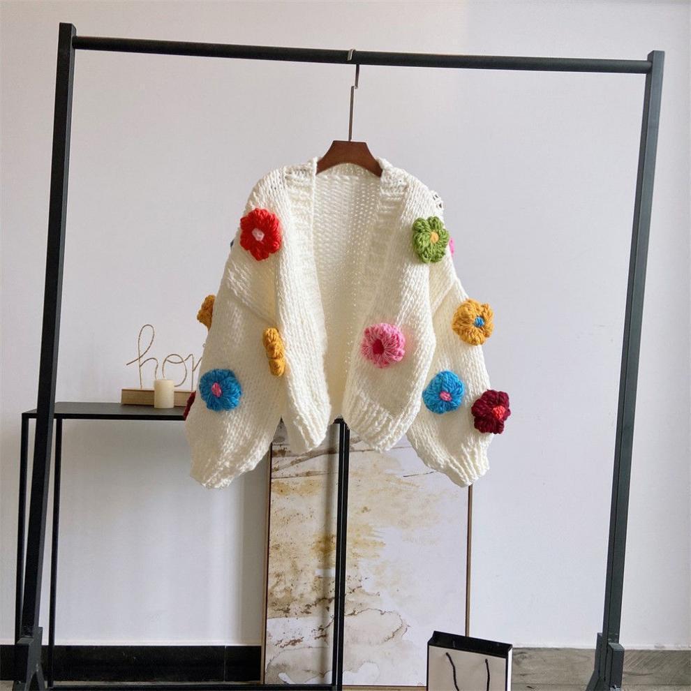 Women's Three-dimensional Flower Sweater Cardigan