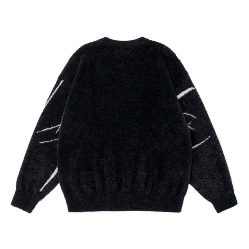 Men's Fashion Loose Jacquard Round Neck Sweater