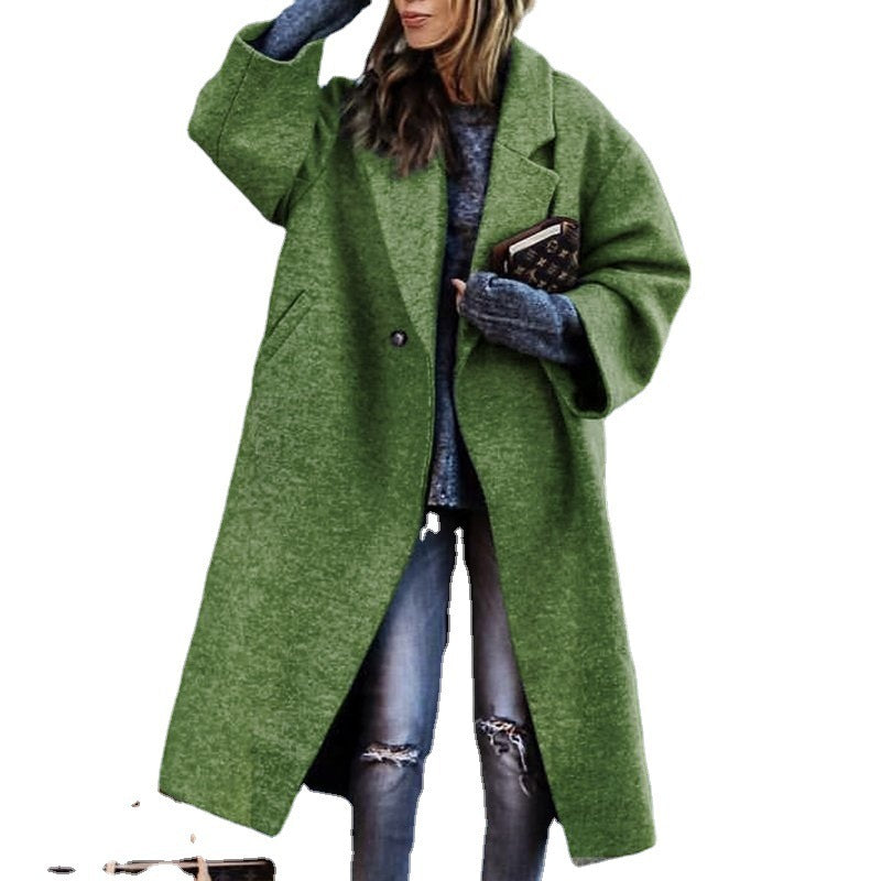 Long Sleeved Large Woolen Overcoat