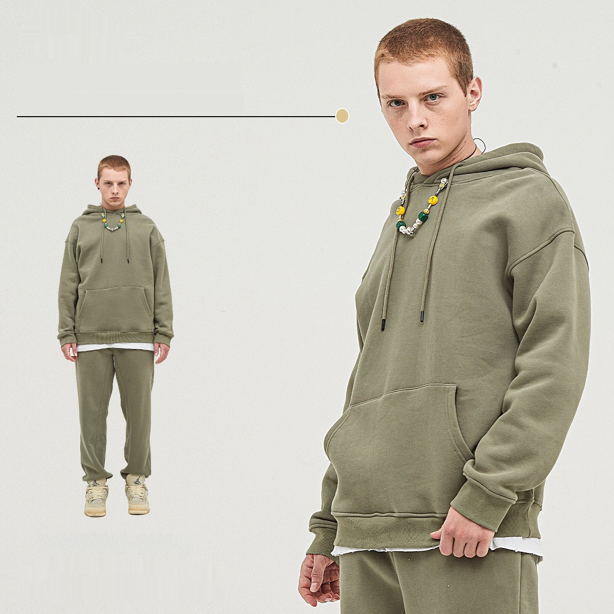 Casual Fleece-lined Thickened Hooded Sweatshirt