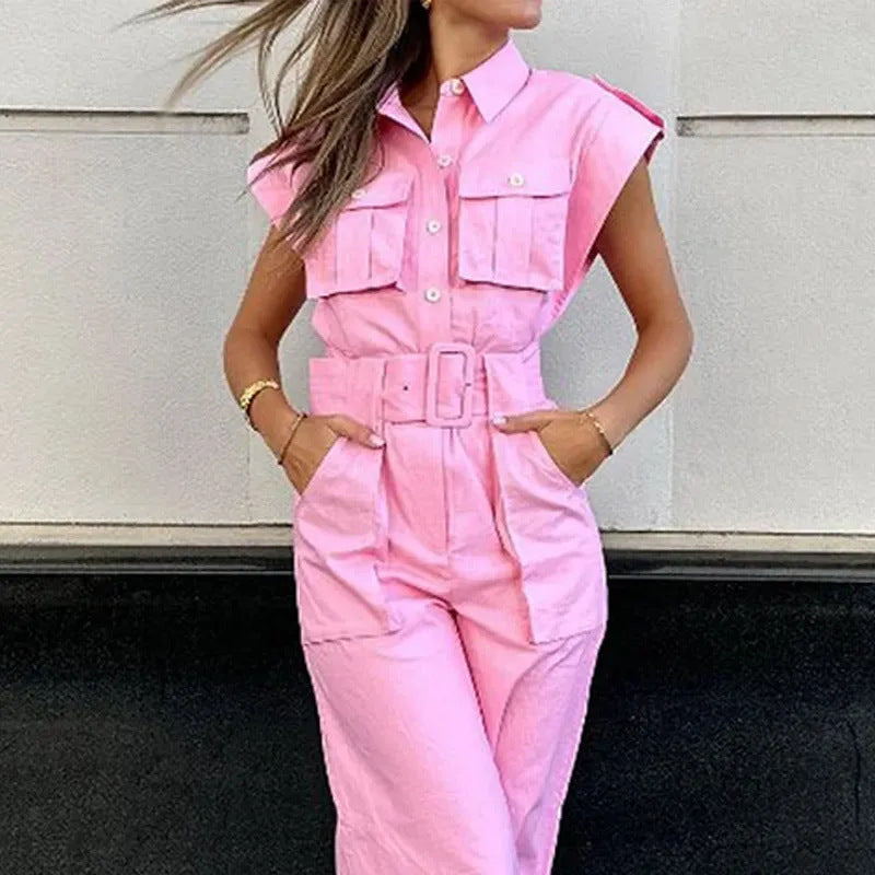 Off-shoulder Collar Waist Jumpsuit For Women