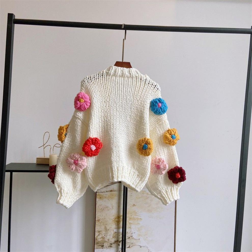 Women's Three-dimensional Flower Sweater Cardigan