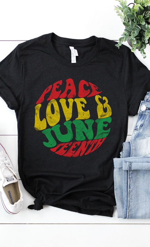 Retro Peace Love and Juneteenth Graphic Tee PLUS