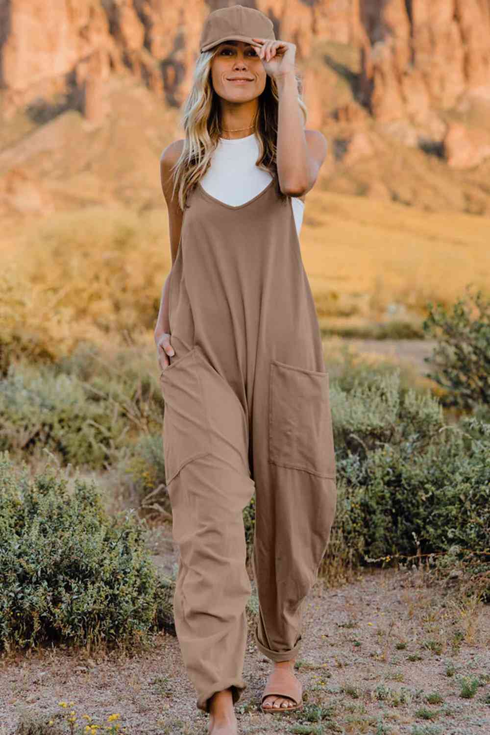 Double Take  V-Neck Sleeveless Jumpsuit with Pocket