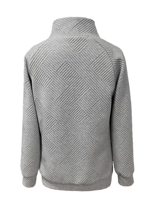 Buttoned Mock Neck Long Sleeve Sweatshirt