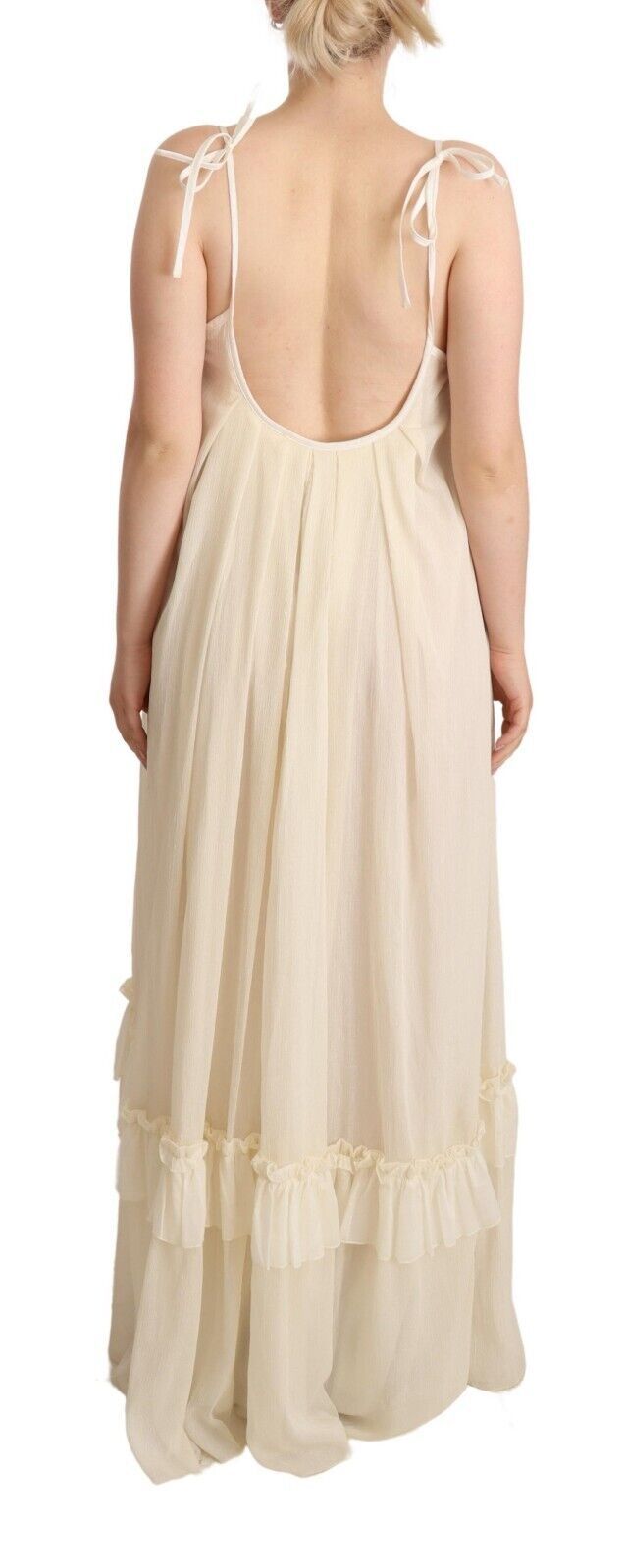 Off White Spaghetti Strap Floor Length Dress